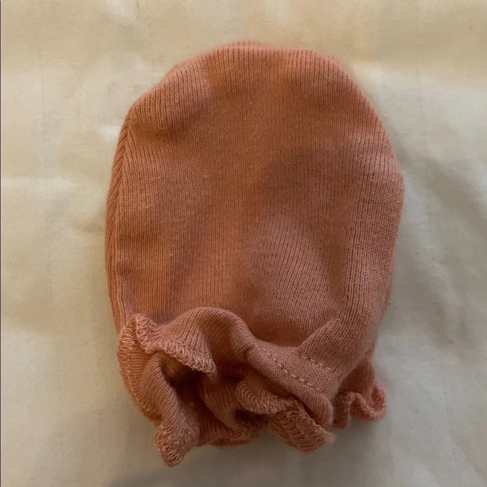 Set of Baby Mittens in Pink, mauve , and White
